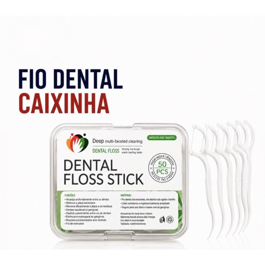 Fio Dental Caixinha 50 Unids Palito  Descartável Limpeza Profunda  Dentes Gengiva Kit Higiene Bucal Portátil Viagem Casa