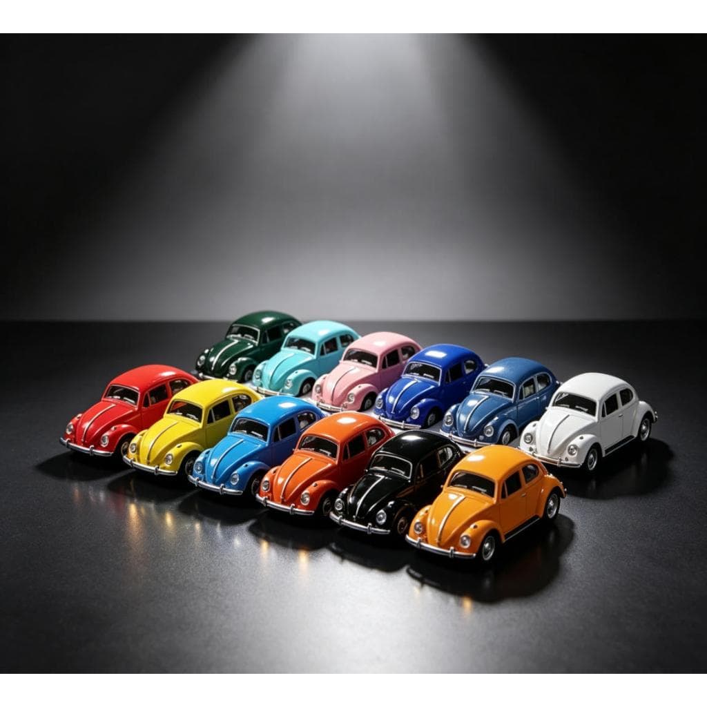 Modelos de carros em miniatura em Metal Várias cores – Um Clássico, Detalhado e com Fricção!