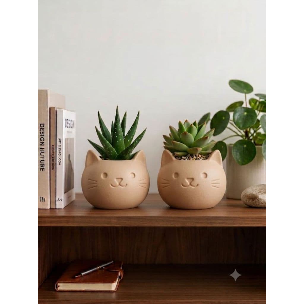 Vaso Gatinhos Minimalista Moderno para Suculentas e Cactos Decoração Sala Quarto Escritório e Home Decore