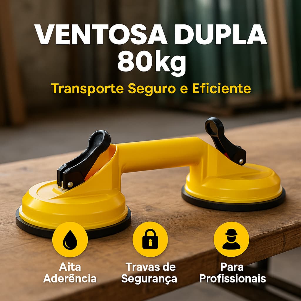 Ventosa Dupla Amarela Capacidade 80kg Fixação Segura Superfícies Lisase Industrial Doméstico