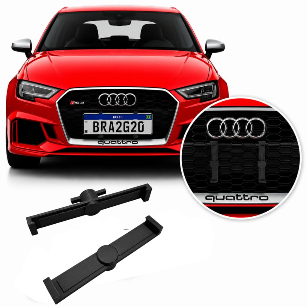 Suporte Placa Mini Dianteira Audi Sem Furar Grade Encaixe Perfeito
