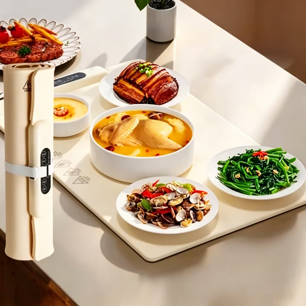 Bandeja De Temperatura Aquecimento Elétrica Ajustável em Silicone Tapete Aquecedor de Comida Dobrável Rápido Prático