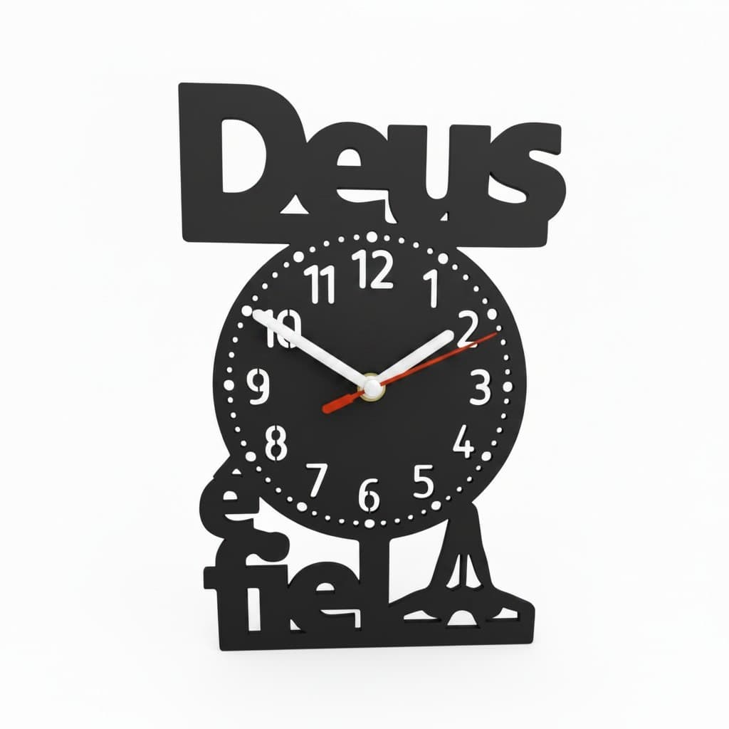 Relógio de Parede Moderno Deus é Fiel MDF Decoração Sala Quarto Cozinha Lazer