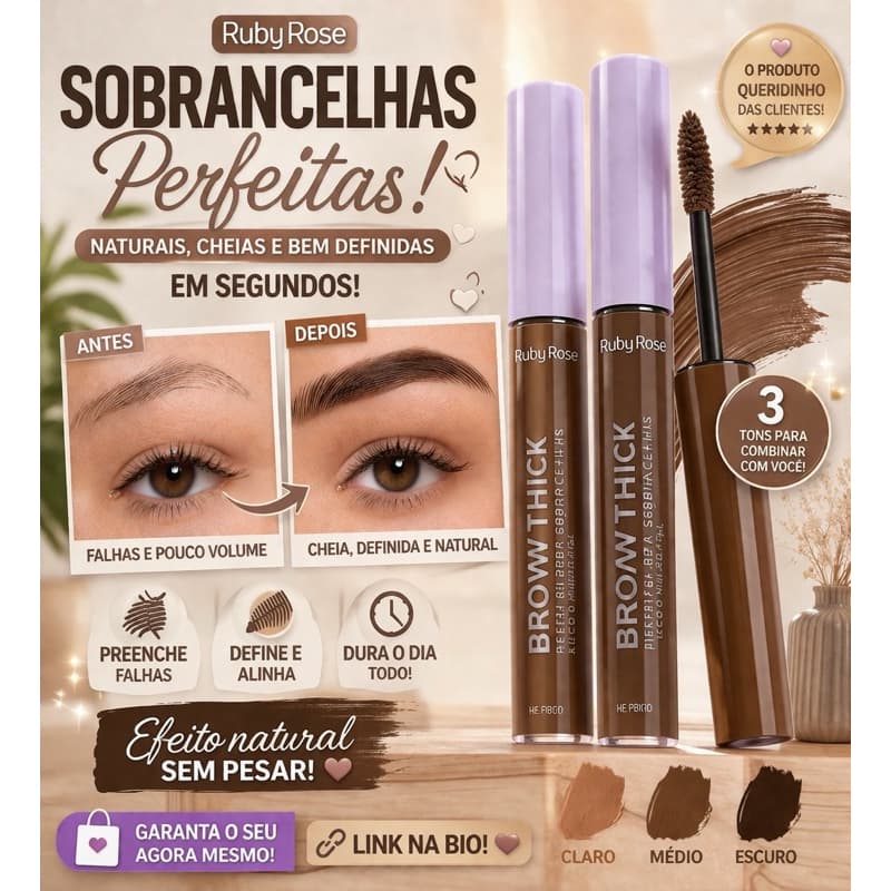 Máscara para Sobrancelha Brow Thick em Gel – Ruby Rose Maquiagem
