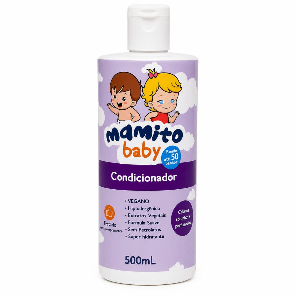 Condicionador Infantil 500ml - Hidratação Desembaraço Cabelos Macios - Mamito Baby