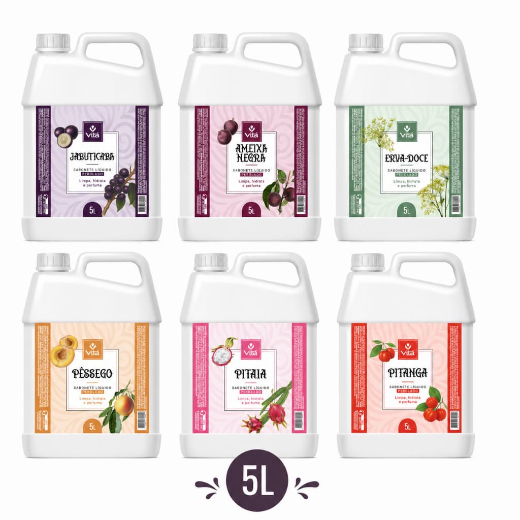 Sabonete Líquido Perolado 5L Galão Refil Econômico para Mãos Lavabo Banheiro Fragrâncias Variadas