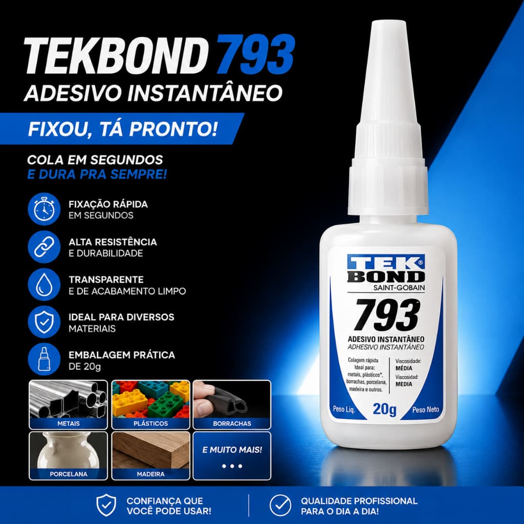 Cola Super Forte Tekbond 793 20G Secagem Imediata Alta Durabilidade