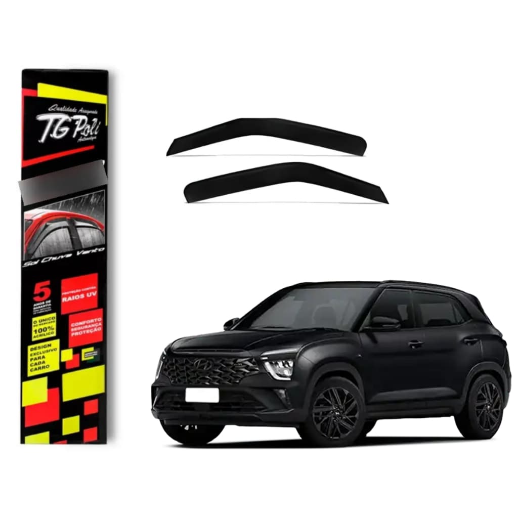 Calha de Chuva Hyundai Creta 2021 a 2026 TG Poli Defletor 4 portas Protetor Janelas Fumê