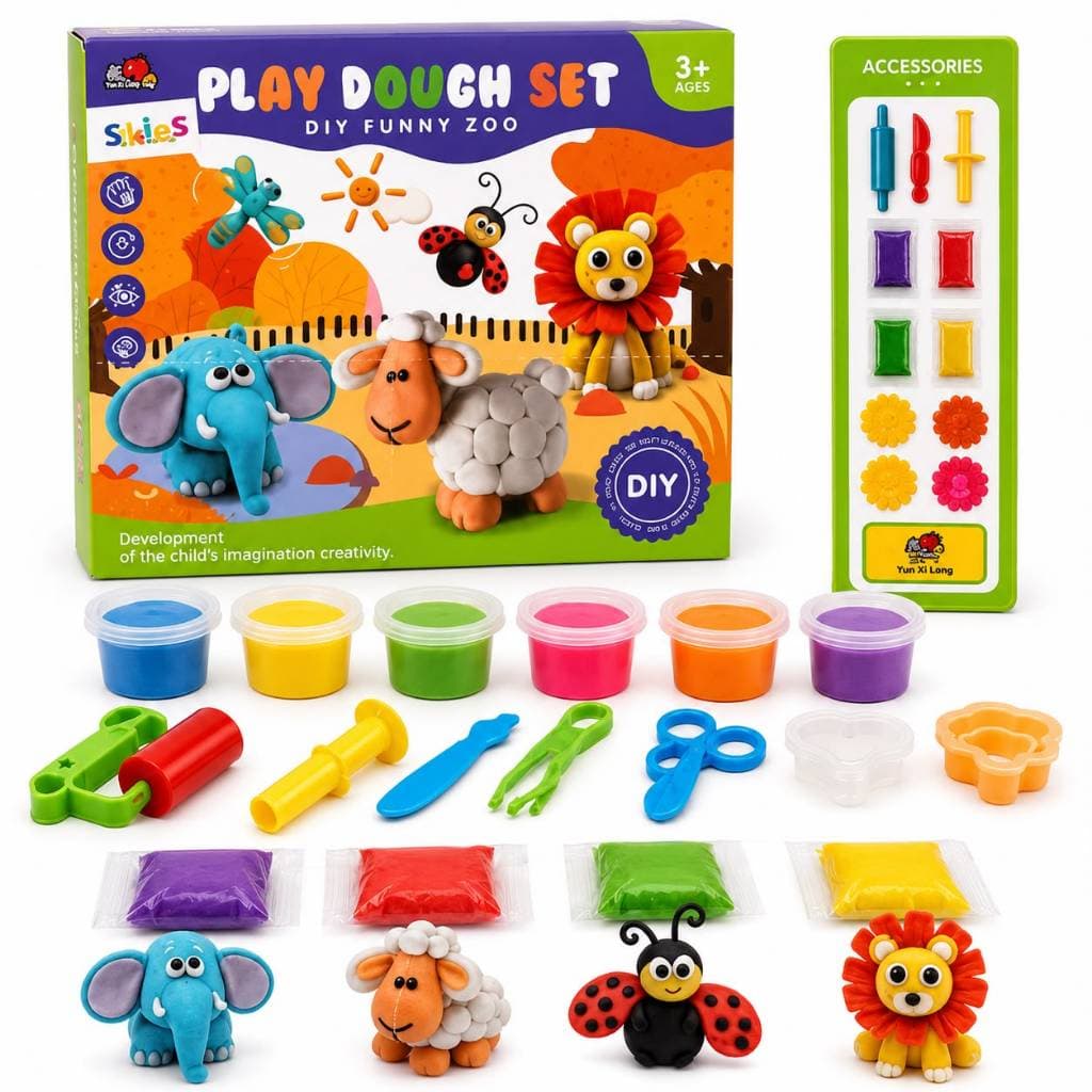 Brinquedo Kit Massinhas Infantil com Acessórios Completo de Animais Criatividade e Diversão