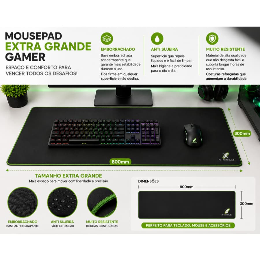 Mouse Pad Extra Grande Resistente Gammer- XCell