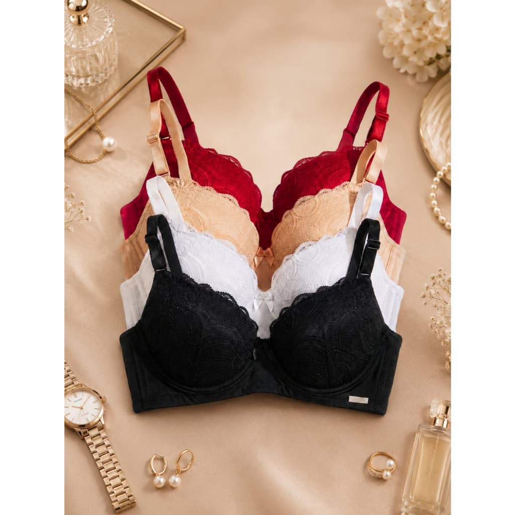 KITS De Sutiãs RENDADOS Premium Reforçado Feminino Com Bojo Push-Up Sensual Promoção Sustentação