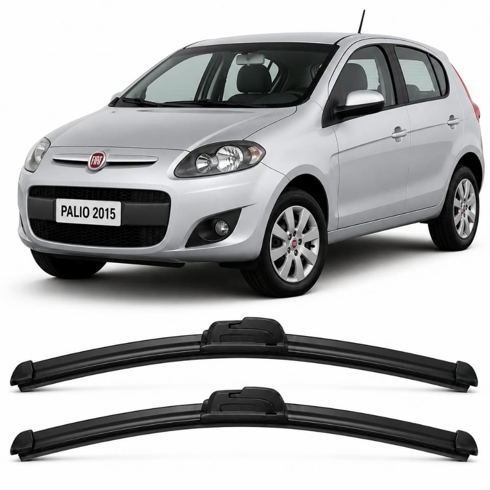 Kit 2 Palhetas Par Limpador De Parabrisa Dianteiro Fiat Palio G3 / G4 2004 2005 2006 2007 até 2015