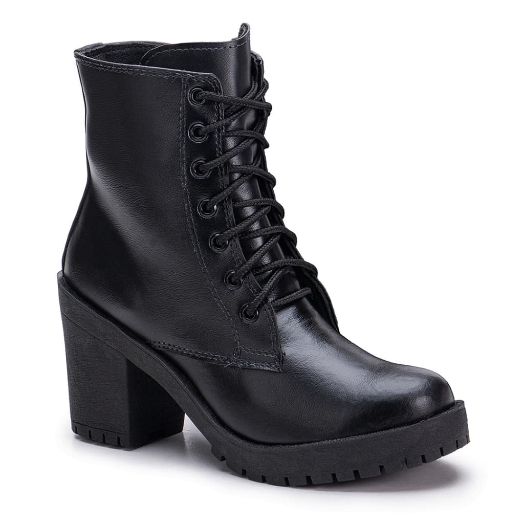 Bota Coturno Feminino Salto Grosso Tratorado - Conforto e Estilo