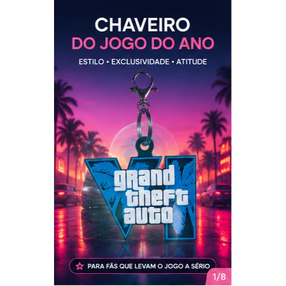 Chaveiro Gamer GTA IV 3d Para Chaves E Mochila Presente