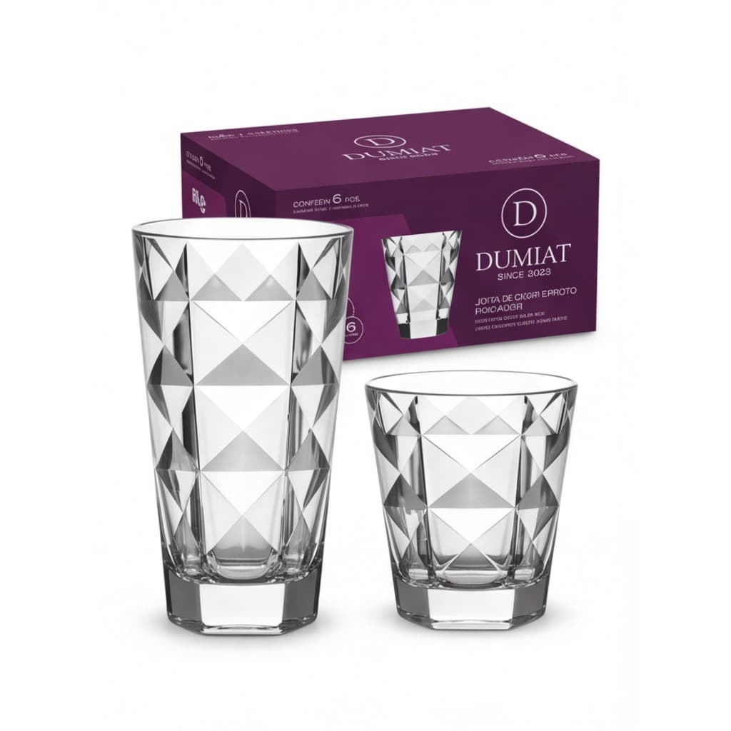 Jogo de Copos Porto Fino Dumiat Since Short Glass 330ml ou 420ml Kit de Vidro Premium