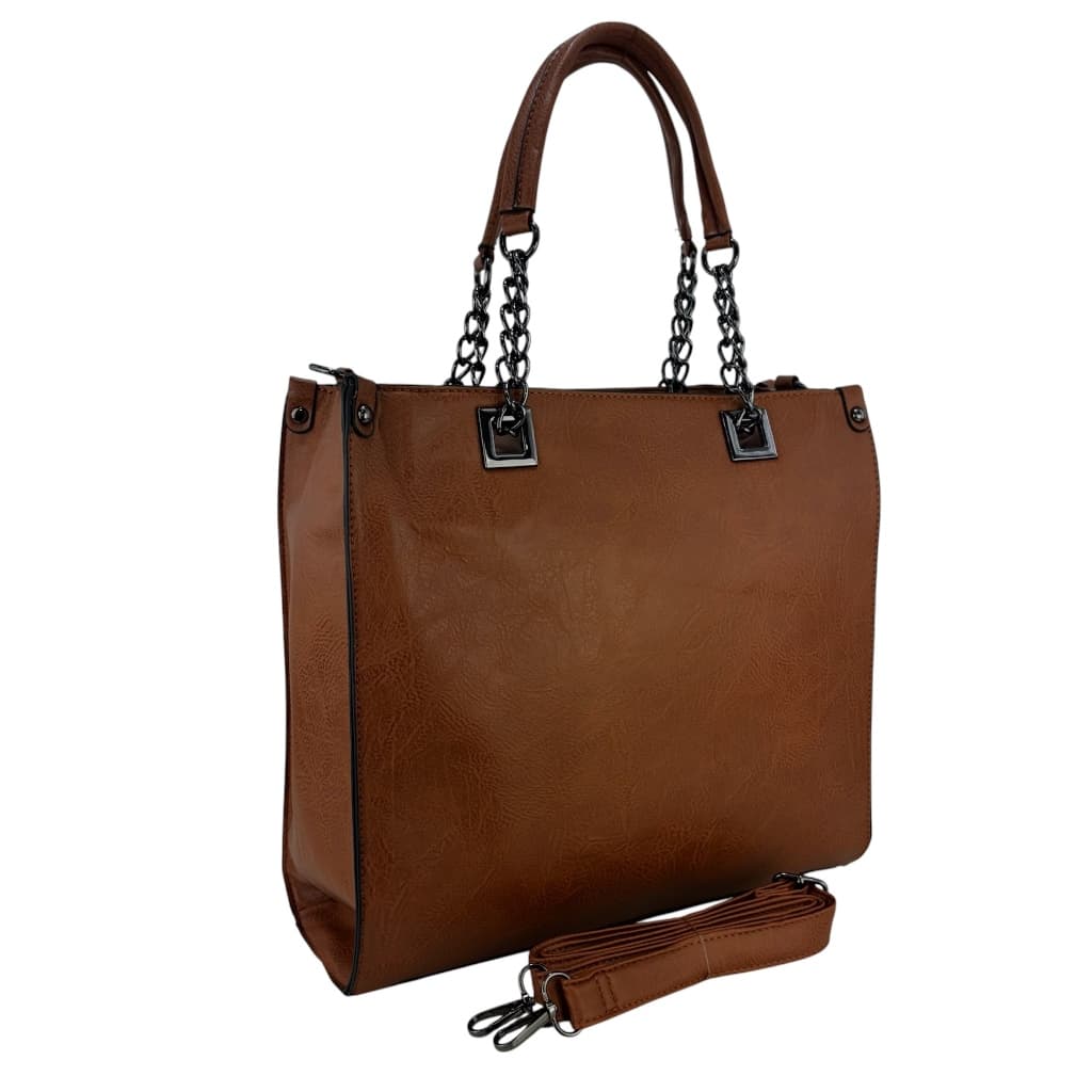 Bolsa Tote Feminina Elegante Alça Corrente eTransversal Removível Grande Casual Dia a Dia