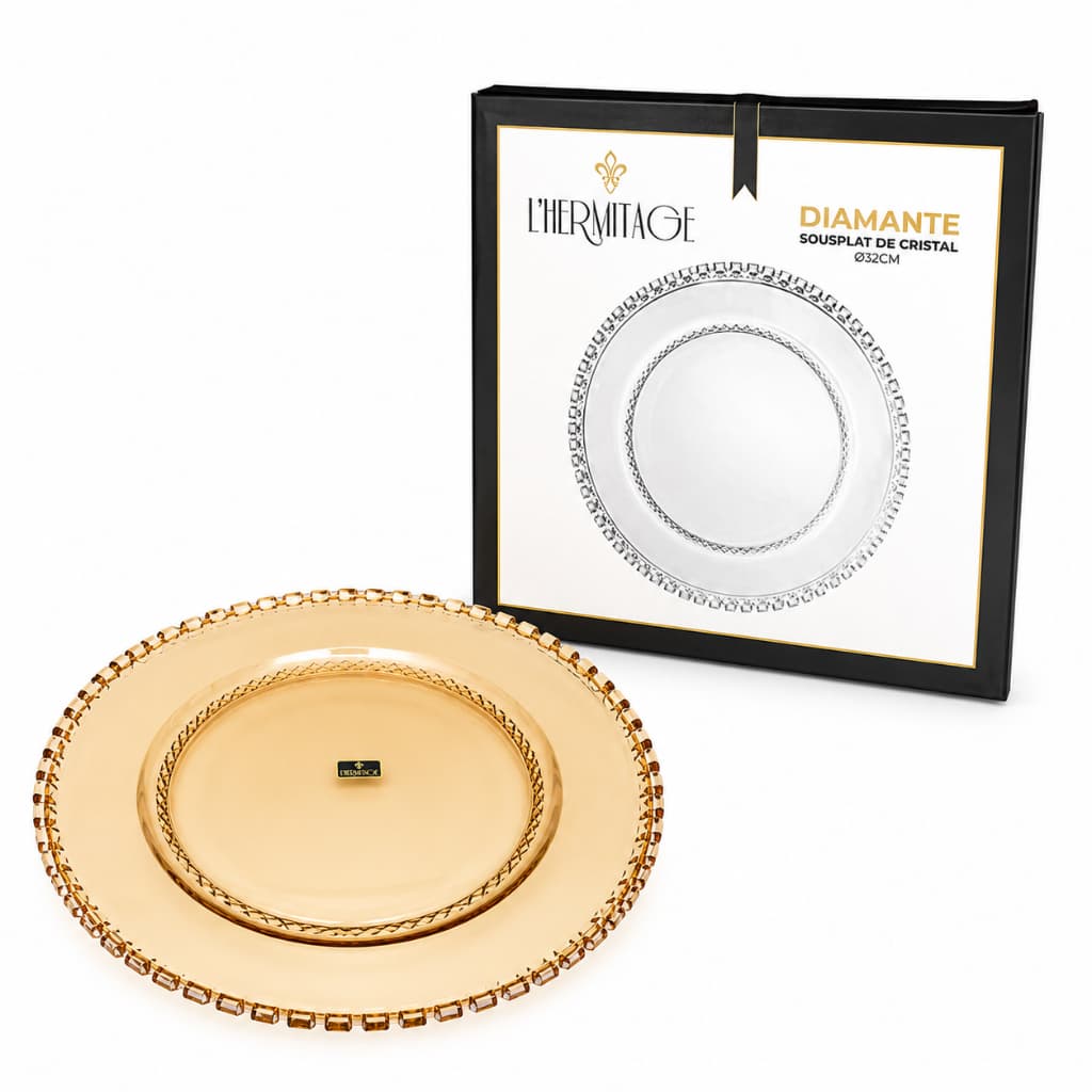 Prato Cristal Borda Diamante Âmbar  – L'Hermitage | Mesa posta - almoço e jantar