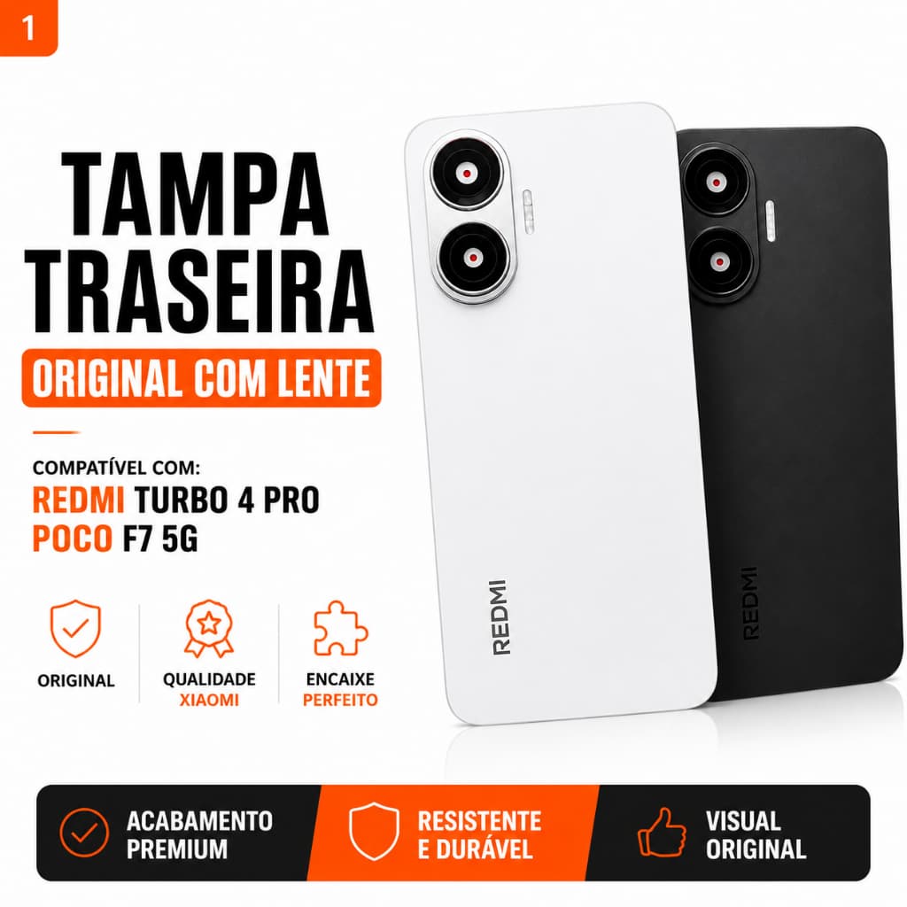 Capa de Trás Redmi Turbo 4 Pro/ Poco F7 5G Tampa Traseira Carcaça Com Lente da Câmera Alta Qualidade
