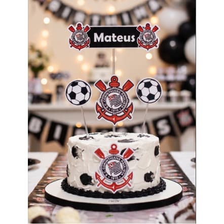 Topo de Bolo Corinthians-ENVIO RÁPIDO-Enfeite de Bolo Corinthians Personalizado- Topper Corinthians