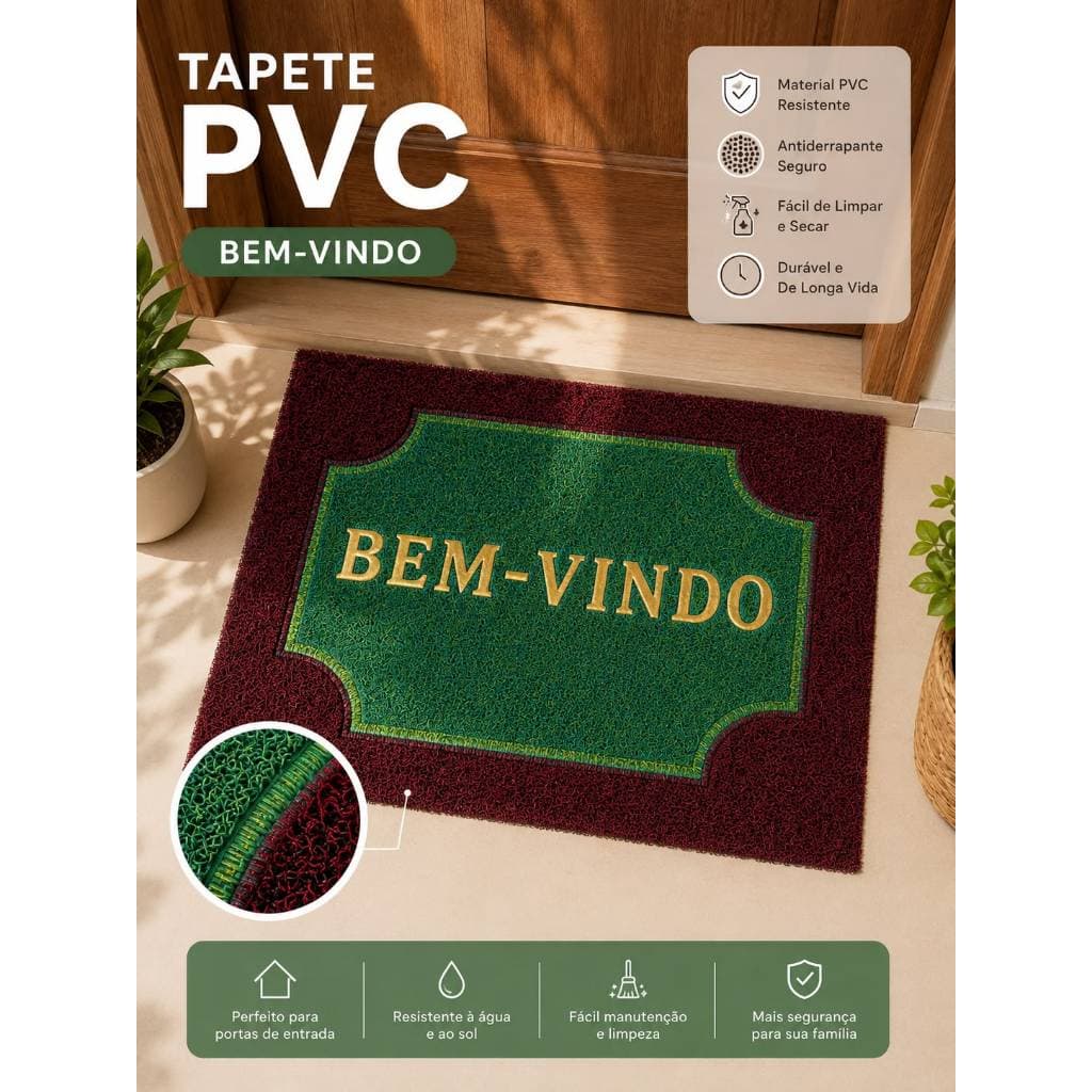 1 Tapete Porta Capacho Bem Vindo Antiderrapante PVC