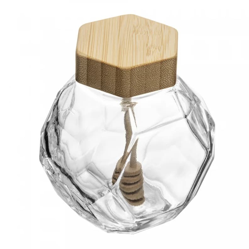 Meleira com Pegador e Tampa de Bambu 200ml Vidro - Wolff