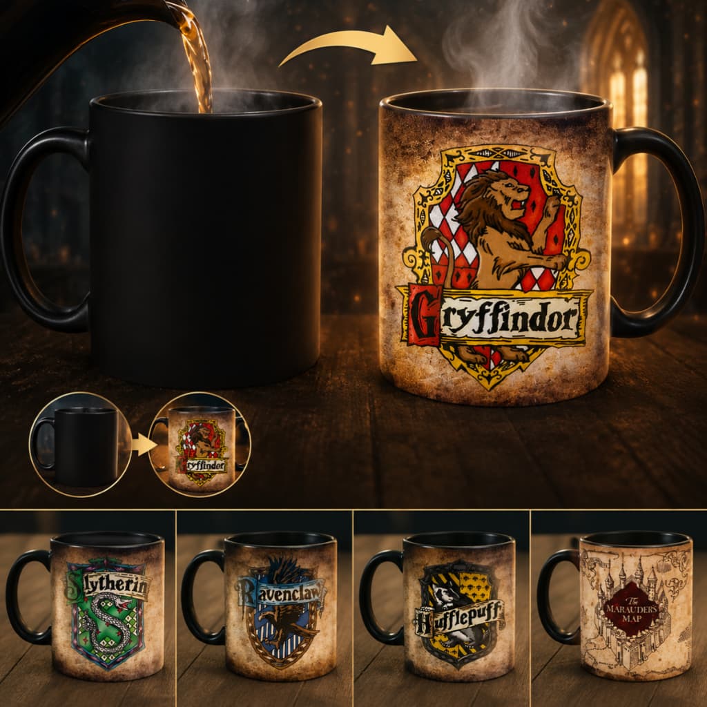 Caneca Mágica Personalizada Seu Nome Harry Potter 4 Casas Hogwarts Geek Muda Cor Ceramica Presente