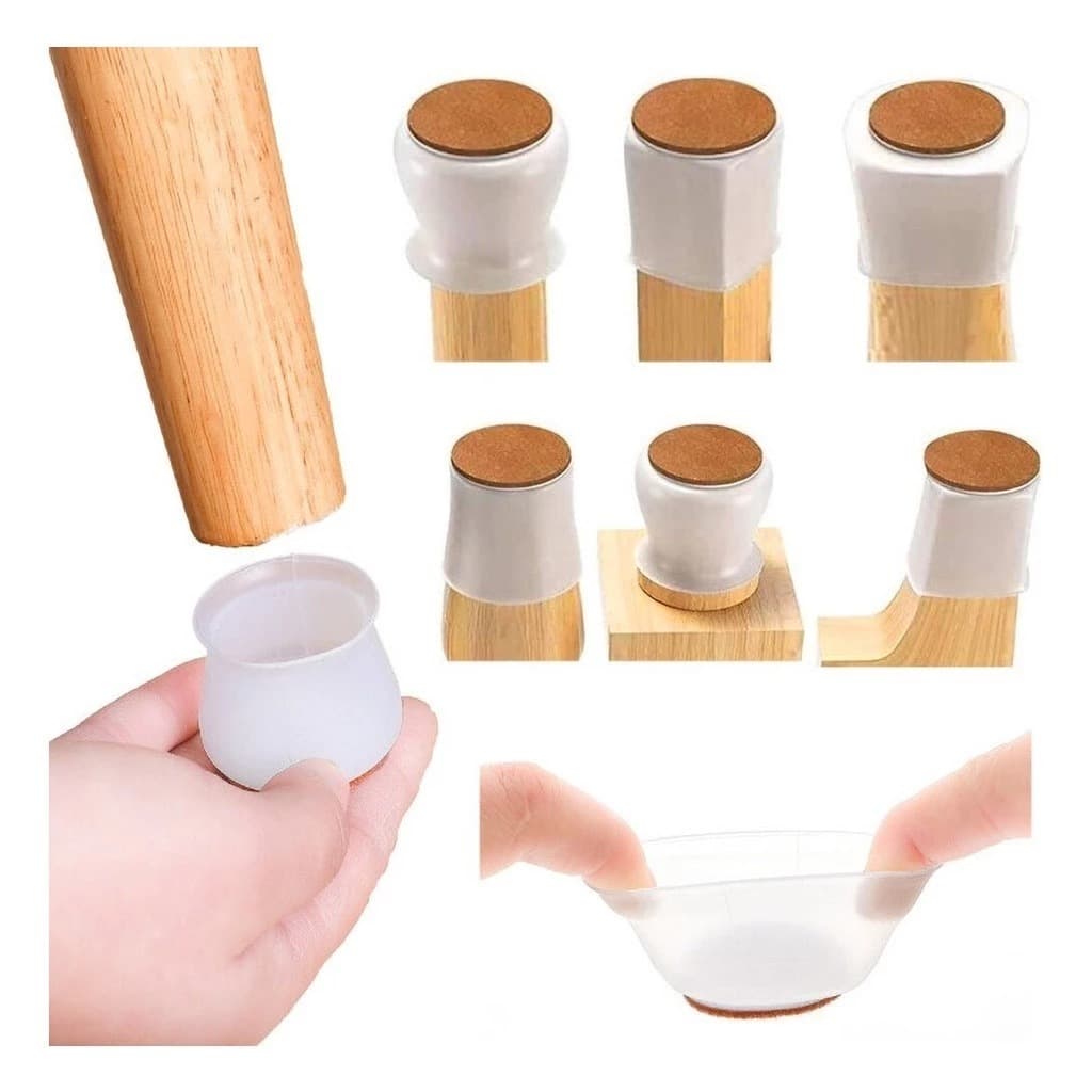 Kit 8 Protetores De Silicone Para Pé De Mesa / Moveis