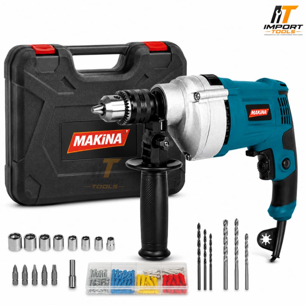 Furadeira De Impacto Com Auto Reverso 1100w com acessorios MK6013 MAKINA
