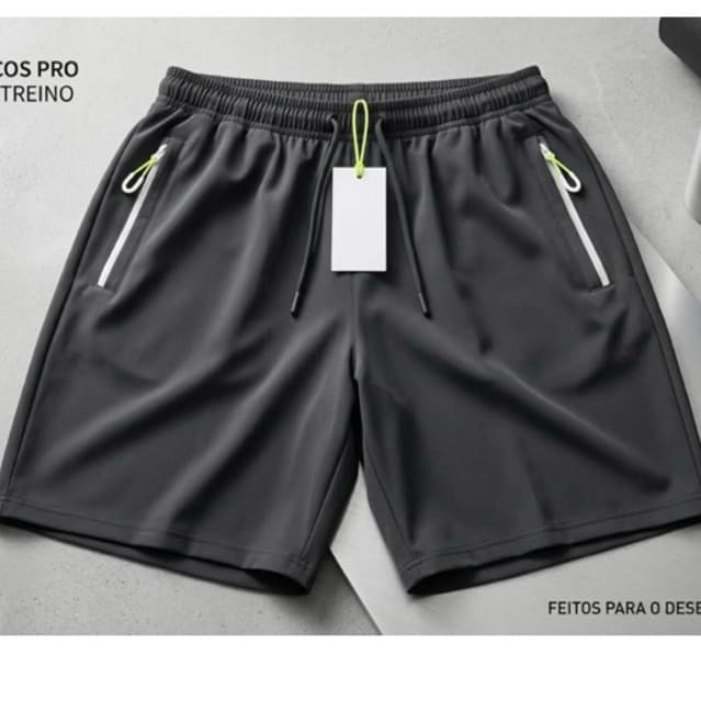 Shorts Técmico Premium Masculino Com Bolso Zíper Academia Treino Corrida Academia Confortável Secagem Rápida