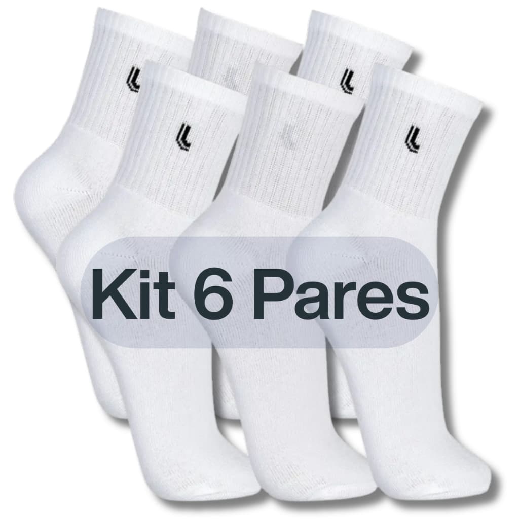 Lupo Kit 6 Pares Meia Sport Cano Médio Algodão Atoalhado Unisex 37-40 e 41-44 Preto Branco Sortida