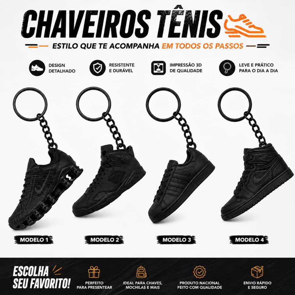 Chaveiro Tênis e Sapatos Geek Minimalista Ultra Detalhado