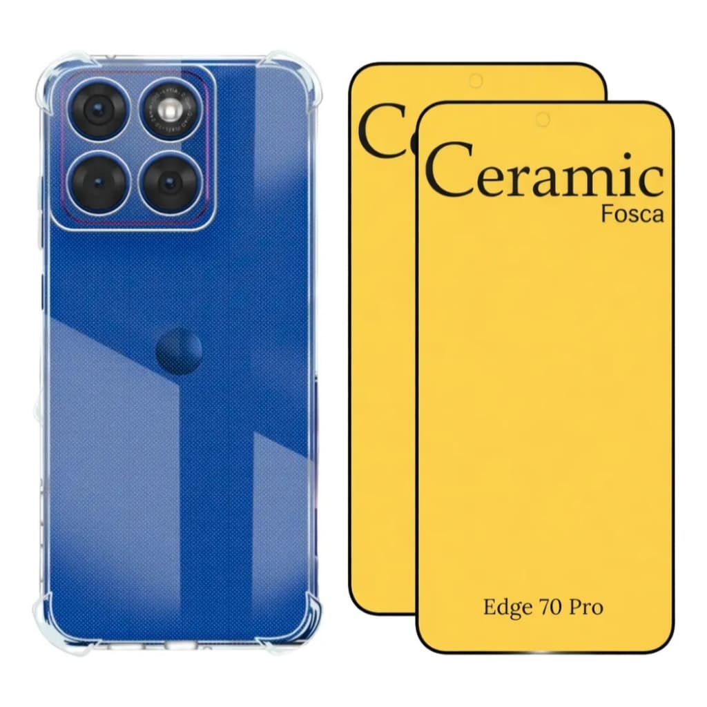 Kit 2x Película Cerâmica Fosca + Capa Para Edge 70 Pro