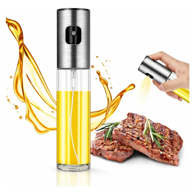 Spray Pulverizador Borrifador Aço Inox Azeite Vinagre em Vidro 120ml