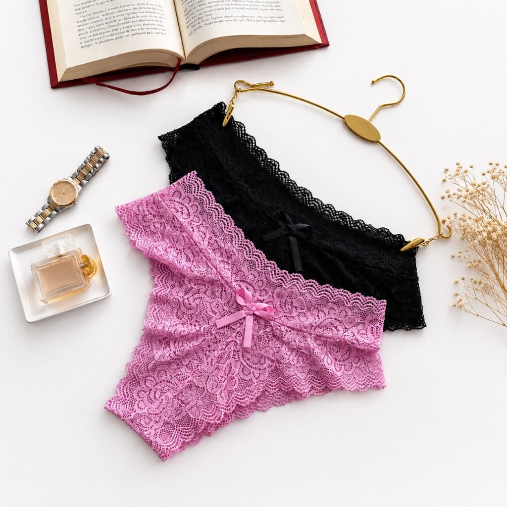 Kit 5 Calcinhas Renda Calcinha  Feminina Acabamento Premium