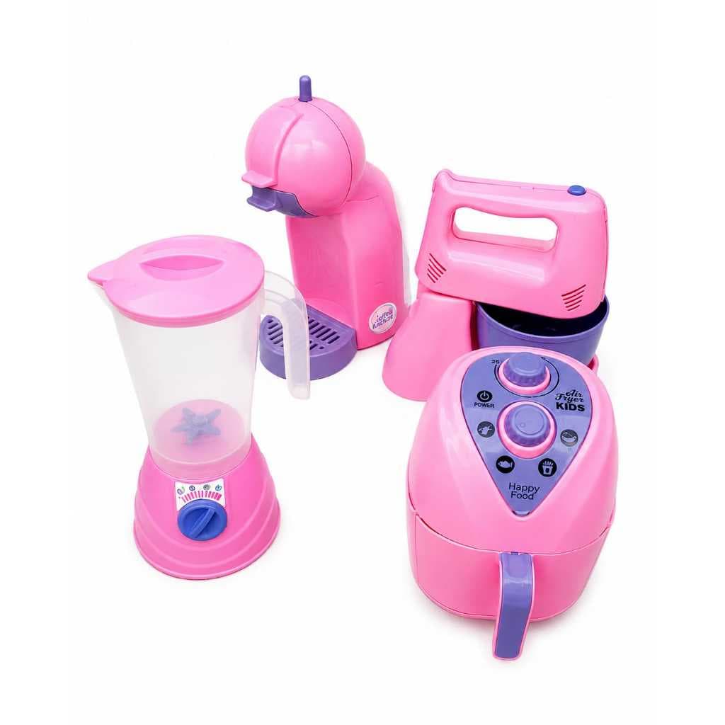 Kit Cozinha de Brinquedo Liquidificador, Batedeira, Cafeteira e Airfrayer