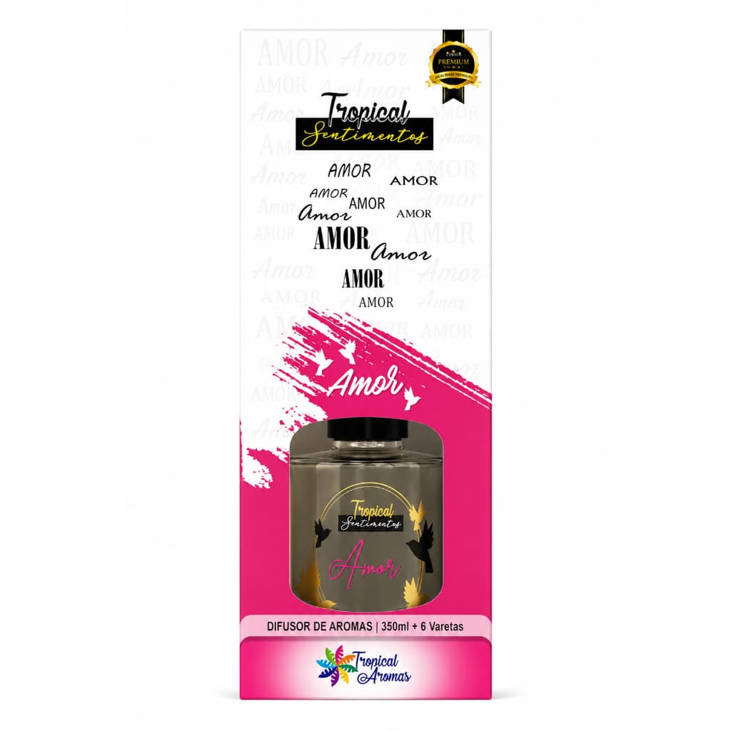 Difusor de Aromas Tropical Sentimentos – Amor | 350 ml + 6 Varetas