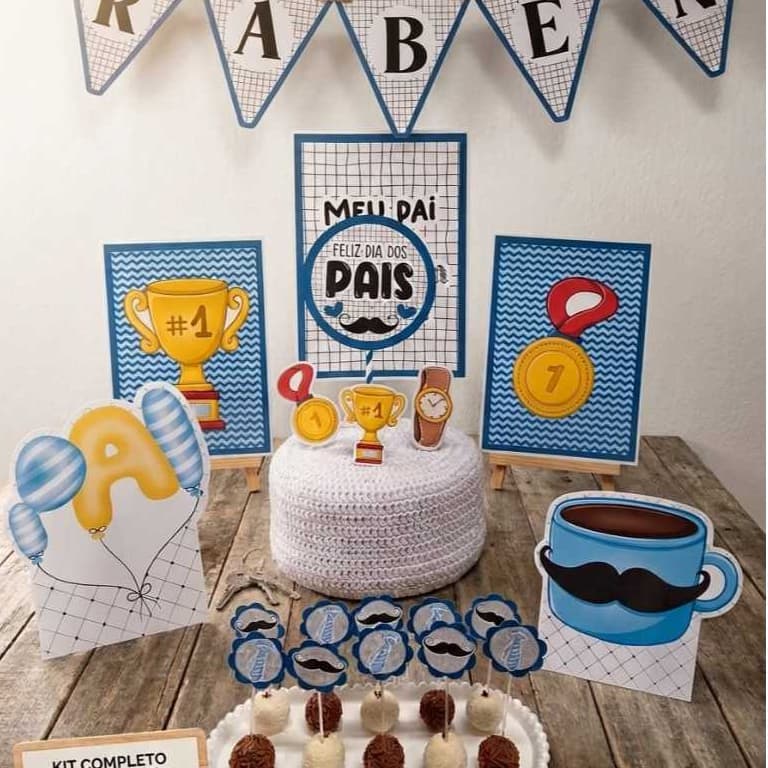 KIT FESTA DIA DOS PAIS - ANIVERSÁRIO - MESVERSÁRIO - TOPO DE BOLO - SÓ UM BOLINHO - POSTER