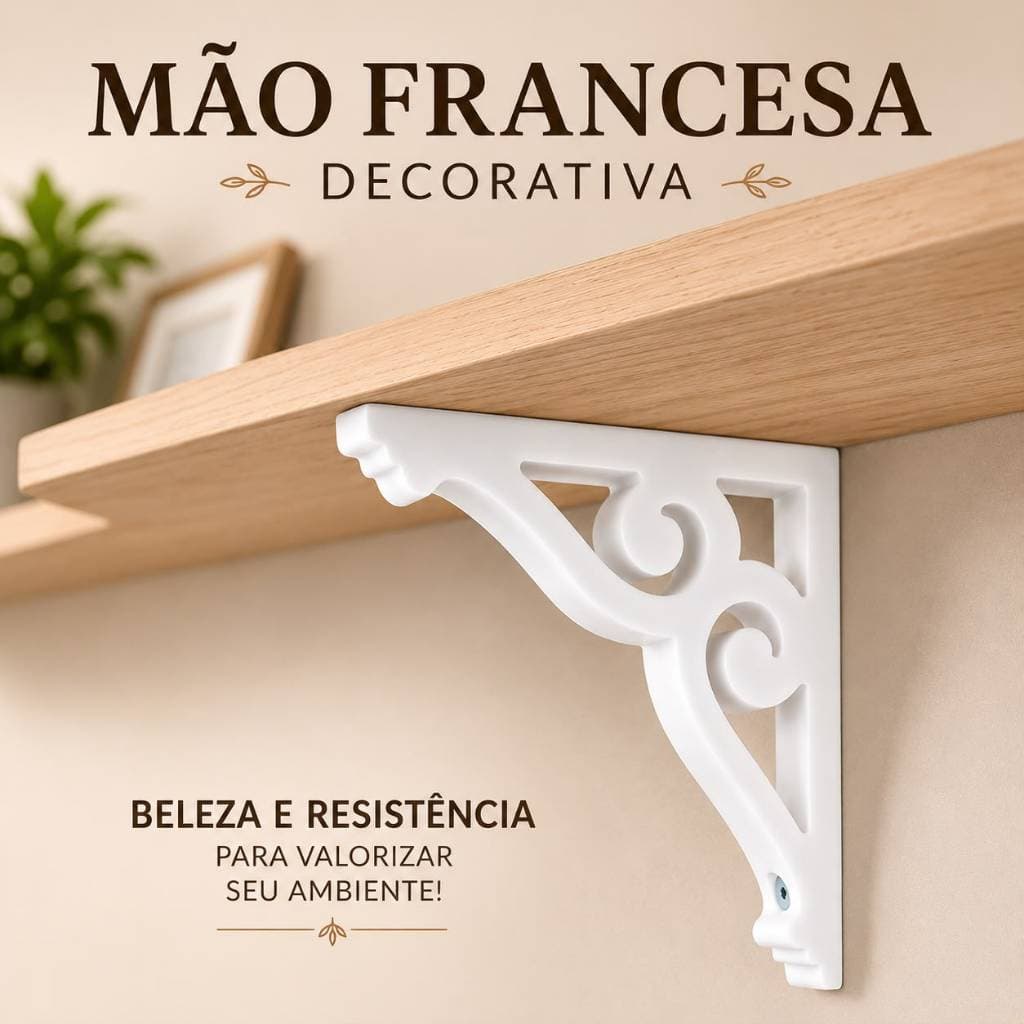 Mão Francesa Decorativa 20cm Suporte Prateleira Reforçado até 20kg Branco