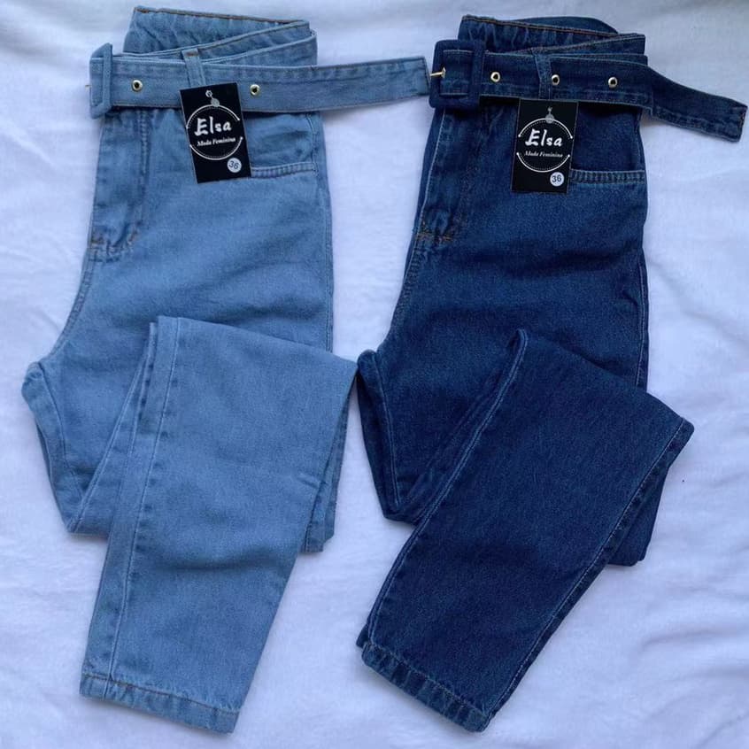 Calça jeans Mon com cinto feminina