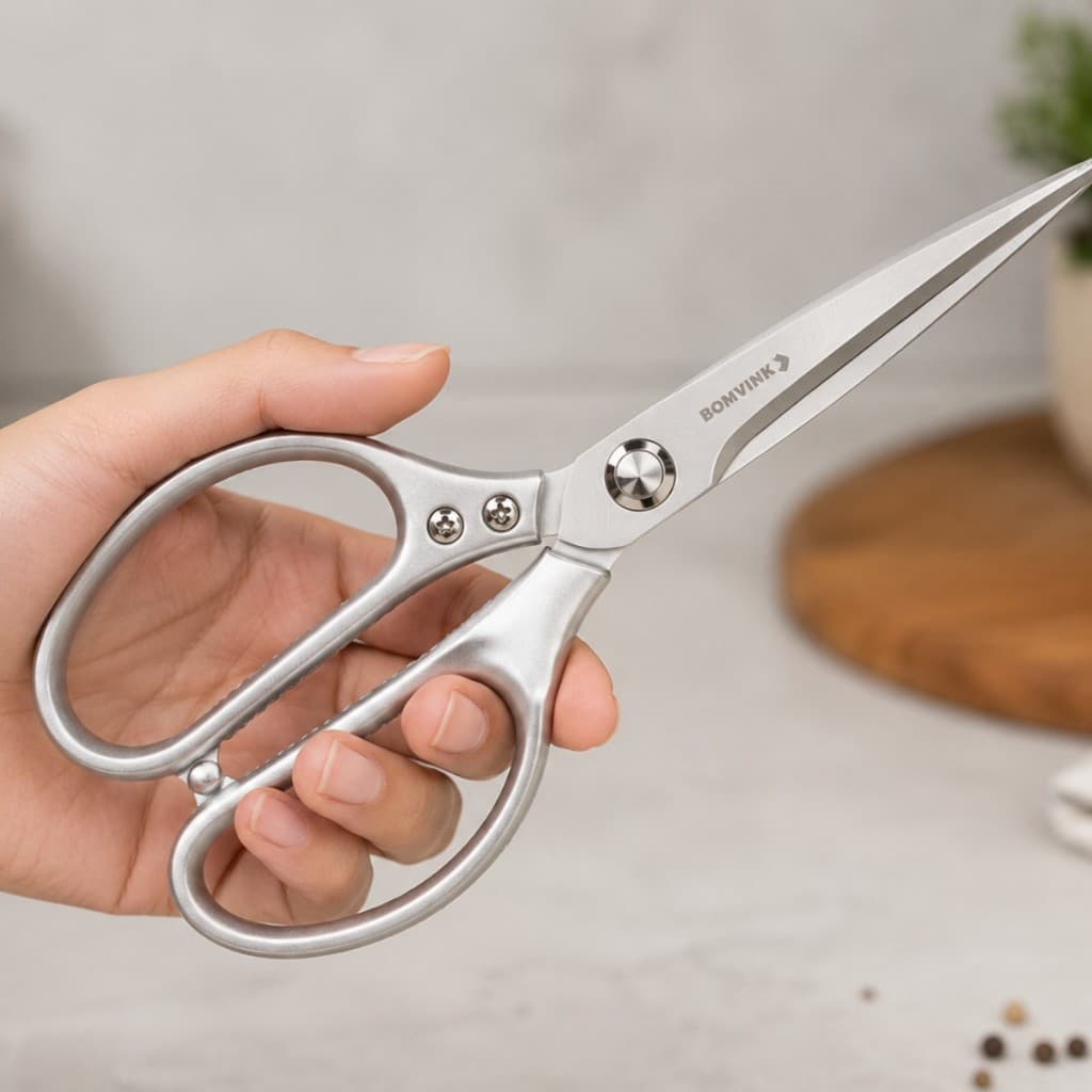 Tesoura de Cozinha Aço Inox 20cm Bomvink Profissional Multiuso Alta Resistência e Precisão Uso Domestico