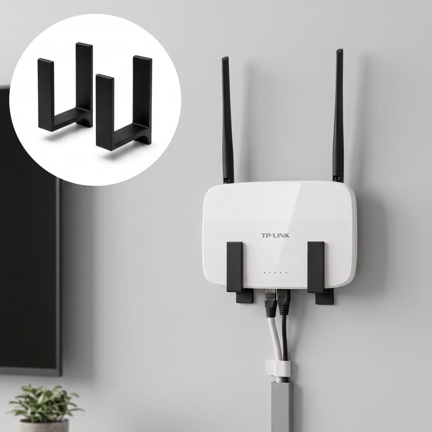 Suporte de Parede para Roteador e Modem Wi-Fi | Fita 3M Inclusa | Sem Furar