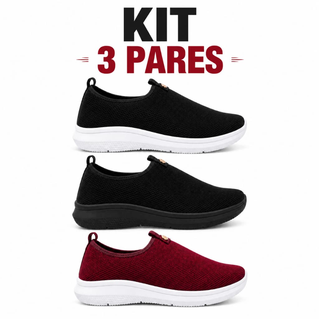 Kit 3 Pares Tênis Meia Feminino Casual Pedrinha com Palmilha Macia para Academia e Caminhada