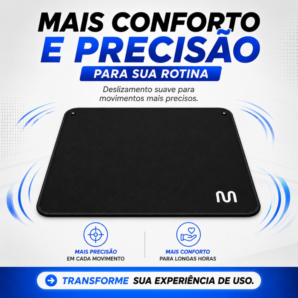 Mouse Pad Premium Antiderrapante em Tecido Base Emborrachada para PC e Notebook