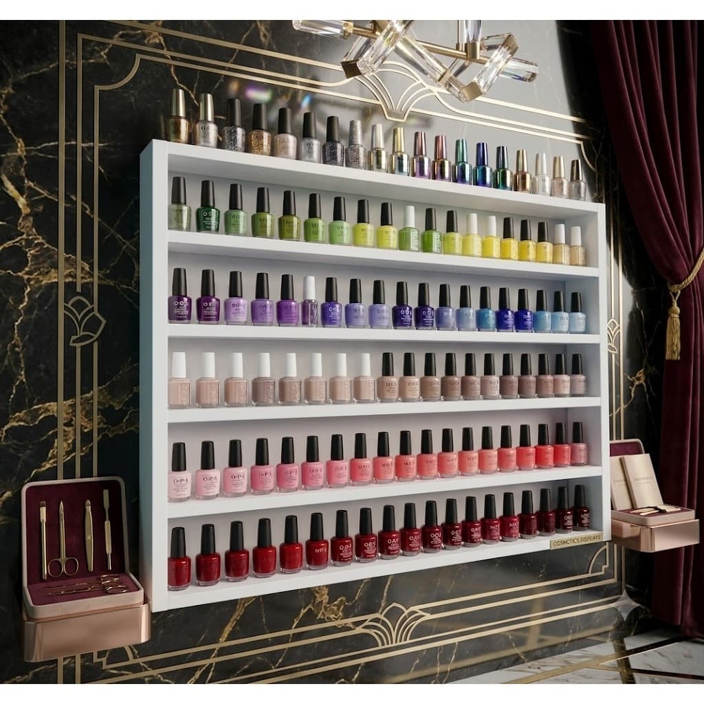 Expositor De Esmaltes Nicho Organizador Parede Salão Manicure MDF 15mm 60x60cm Branco