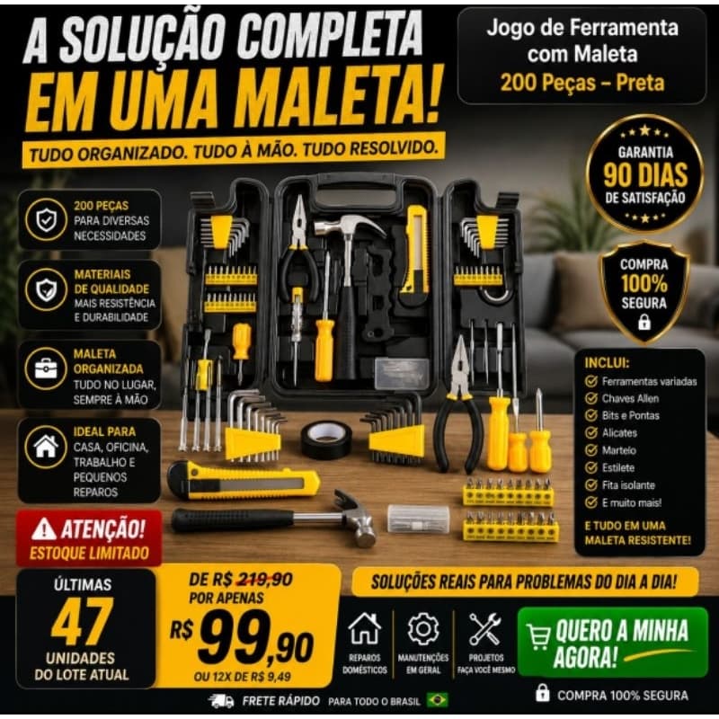 Jogo de Ferramenta com Maleta 200 Peças - VALTOR 200™ — Uma maleta. Diversas soluções.