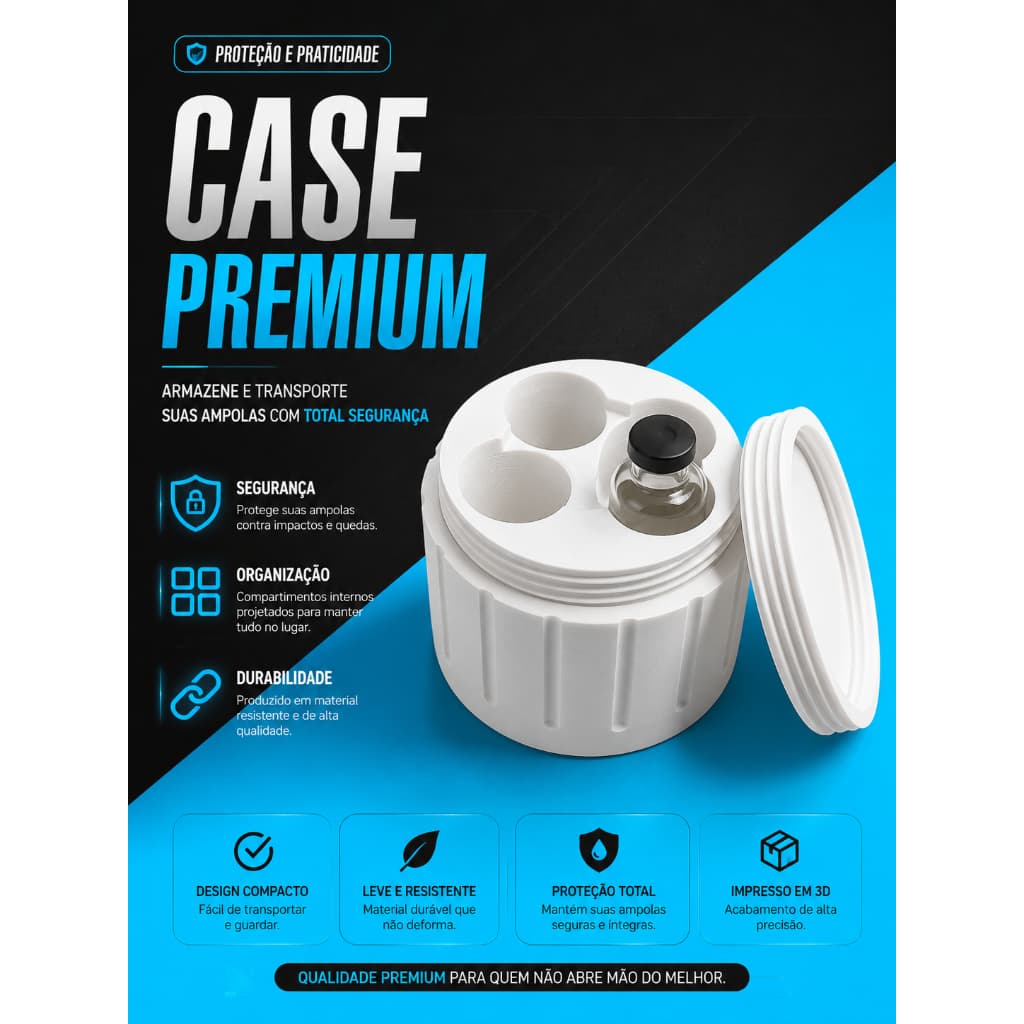 Case Estojo Protetor Para Frasco Ampola 0,5ml Anti Impacto Com Tampa De Rosca Suporte Organizador Portátil Bolsa Viagem