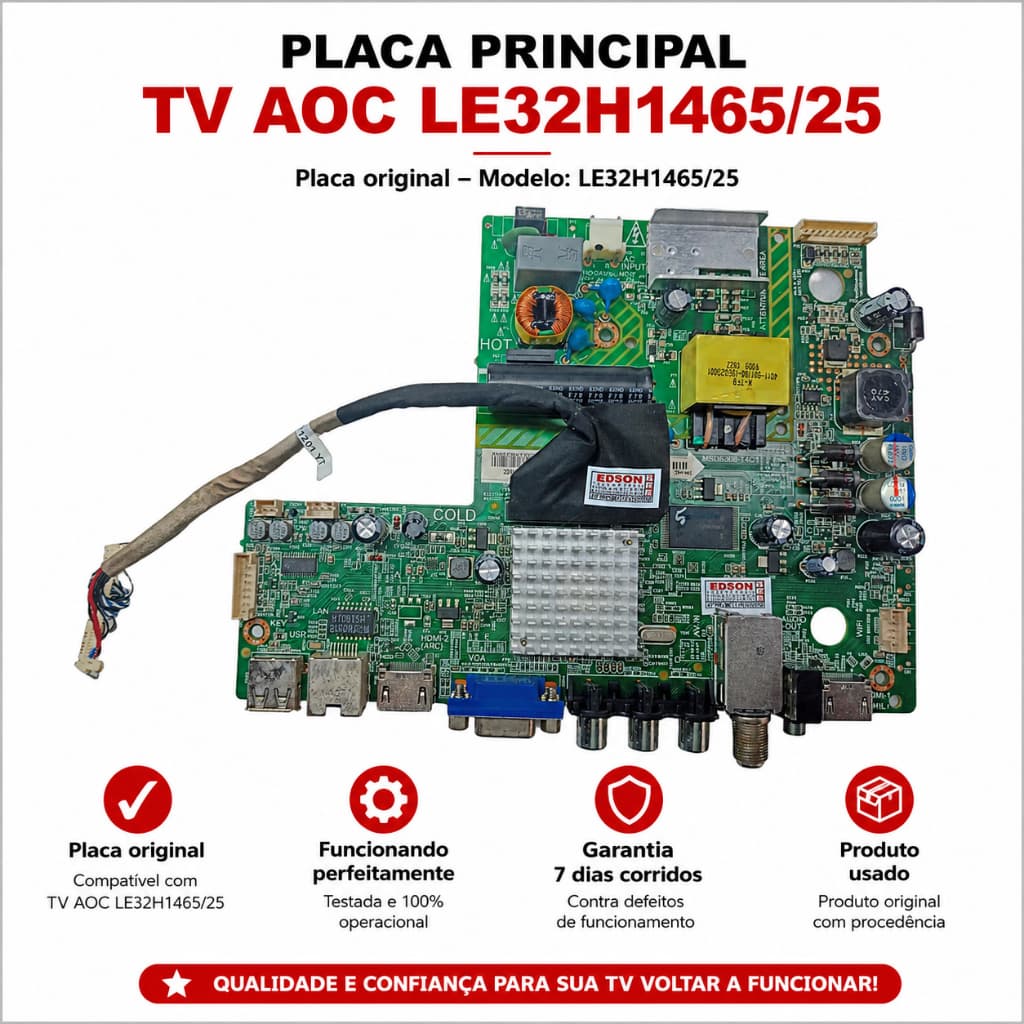 Placa Principal TV AOC LE32H1465/25 Original MSD6308-T4C1 Testada Funcionando Garantia 7 Dias