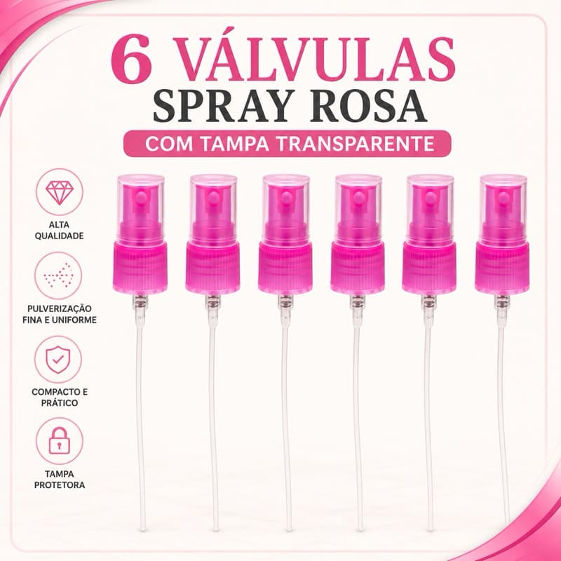 6 Válvulas Spray Rosa com Tampa Transparente R. 13/410
