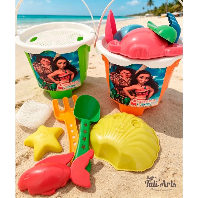12 Kits Balde de Praia - Moana | Baldinhos de Praia PERSONALIZADO | Tema da sua festa | Lembrancinha Personalizada