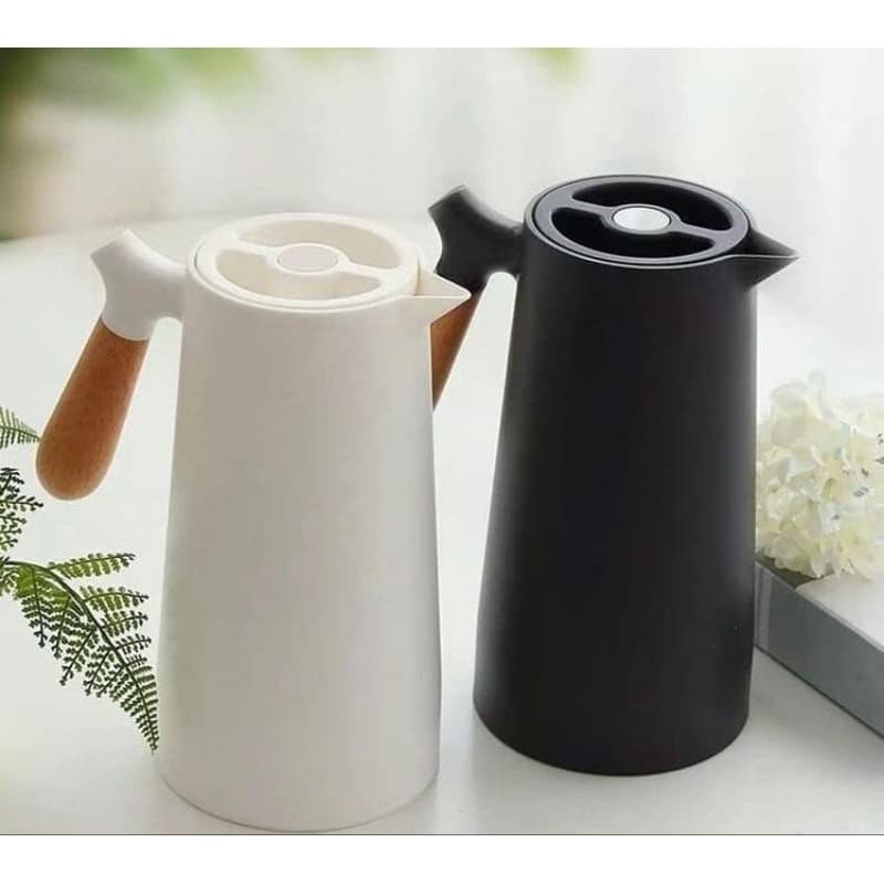 Garrafa Térmica Nórdica 1L - Cabo de Madeira, Design Moderno, Conservação de 6h